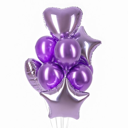 Set of balls "Festive" foil, latex, lilac color, 10 pcs.-1