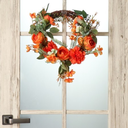 Wreath on the door Interior "Orange Flowers" 32x7x32 cm