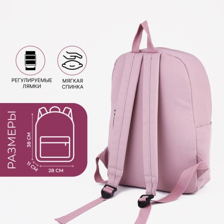 Youth backpack from textiles, 4 pockets, pink color-1