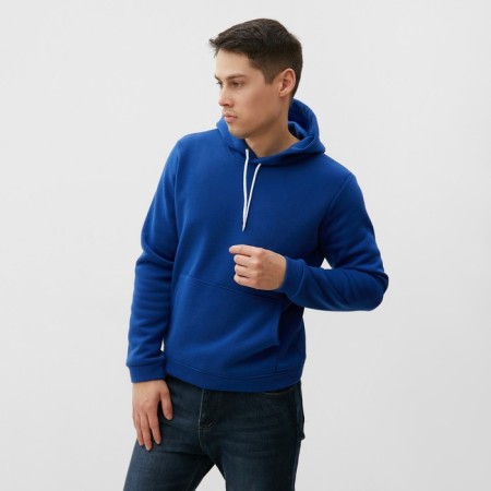 Male sweatshirt is laid down, the color is blue, size 50-1