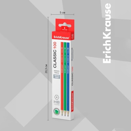 Pencil Chernographic Erichkrause "Classic 100", HB, Grifel D = 2.2 mm, plastic, hexagonal, in a box, mix-5