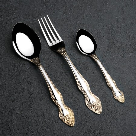 A set of cutlery "Troika", 18 objects, thickness 2 mm, local nitride-titanium coating