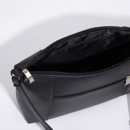 Bag Cross-Bodi with a zipper, external pocket, black color-4