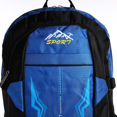 A backpack with a lightning with an increase, 65l, 4 external pockets, blue color-4