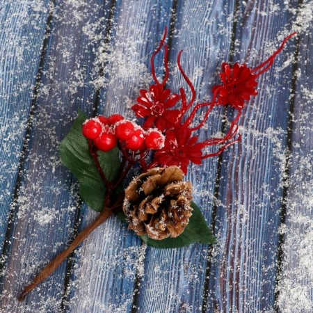 Decor "Winter charm" Scarlet branches flowers 20 cm-2