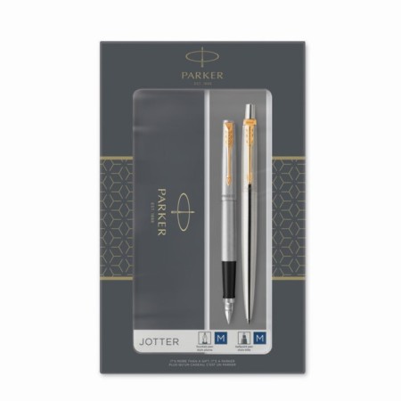 Set Parker Jotter Core FK691 Stainess Steel GT handle Pit + Ballic handle, stainless steel case-2