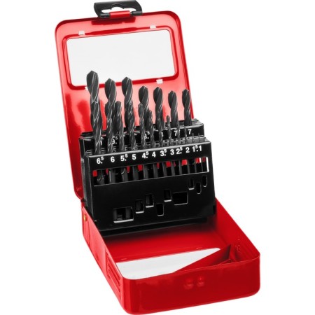 Set of drill on metal bison, p4m2, cylindrical shank, 1-10 mm, 19 pcs, class B, case