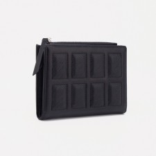 Women's wallet on the button, black color