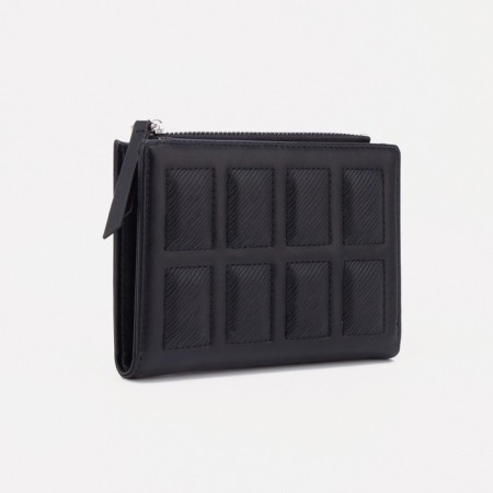 Women's wallet on the button, black color