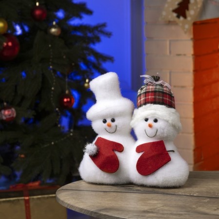 LED figure "Snowmen" 22 × 22 × 12 cm, phlock, batteries CR2032x2 (not complete), glow warm white-1