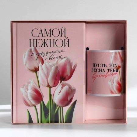 Gift set: A5 diary, 80 sheets and mug "Let this spring inspires you"-1