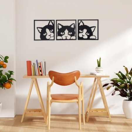 Decoration wall for the interior, panel on a wall of wood "cat", 3 modules 34 x 34 cm-2
