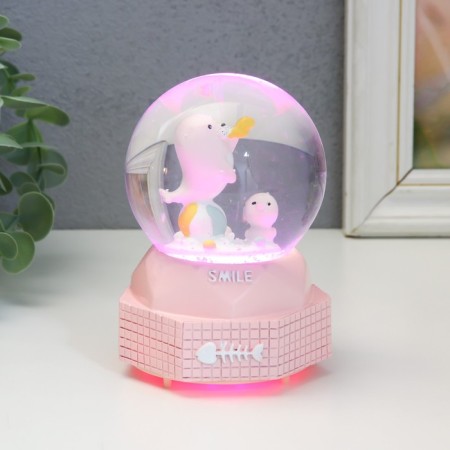 Souvenir Polystone Water Ballion Music, Light "Sea Lion" MIX 8x8x12 cm-2
