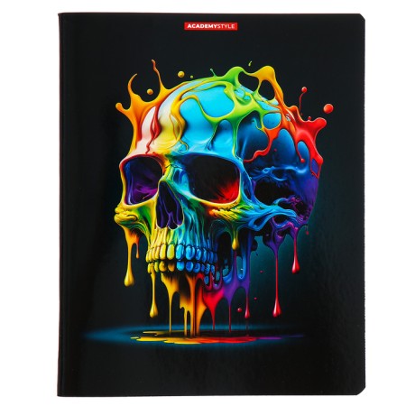 Notebook of 48 sheets in the cage "Bright Skulls", cover coated cardboard, UV-lak, mix-6