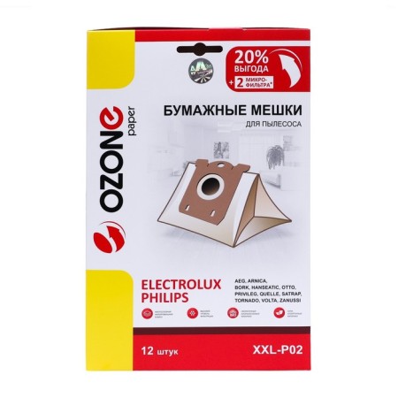XXL-P02 OZONE Paper bags for a vacuum cleaner, 12 pcs + 2 microfilters-1