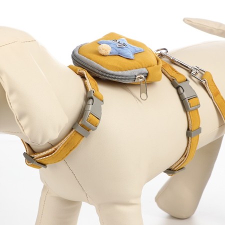 A set of ammunition with a backpack, size m, leash 120 x 1.5 cm, ok 20-32 cm, 24-40 cm, yellow-3