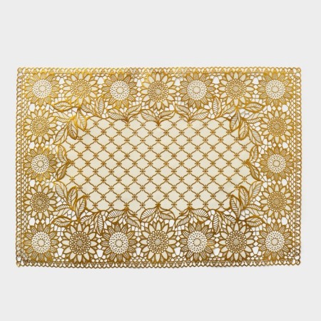 Openwork napkin for the PVC Sunflower PVC table, 45 × 30 cm, gold color