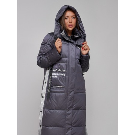 Coat insulated winter female, size 44, dark purple color-10