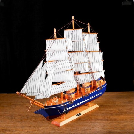 Souvenir ship large "Orpheus", sides blue, white sails, 11 × 80 × 71 cm-2