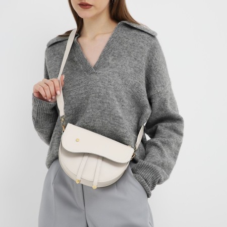 Bag Women's saddle on the shoulder, lightning department, 21x16.5x6.5 cm, white color-1