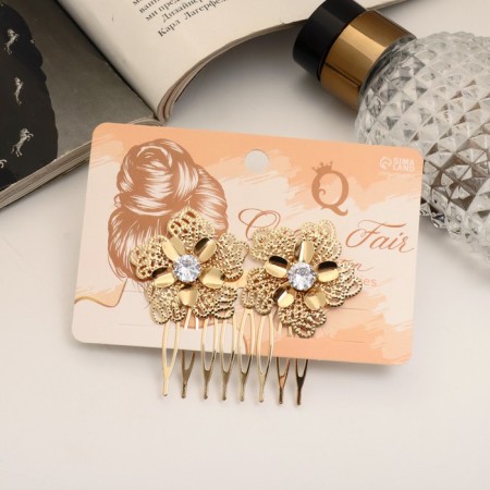 Liberty hair crest "Mountain flower double, 5x6.5 cm, gold-2