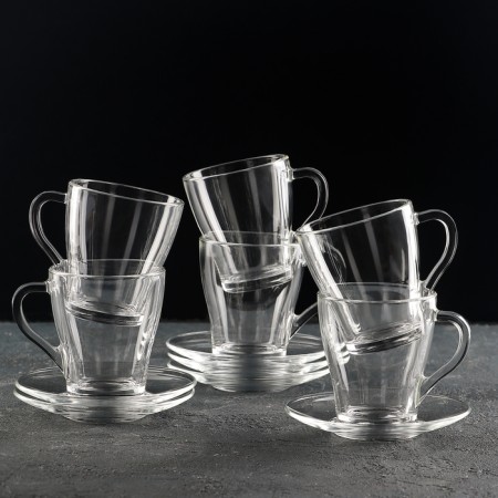 Tea glass set "Grace", 12 items: mug 250 ml, 6 pcs, saucer, 6 pcs
