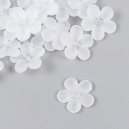 Beads for creativity plastic "White Flower" set 20 pcs 2.2x2.2 cm-1
