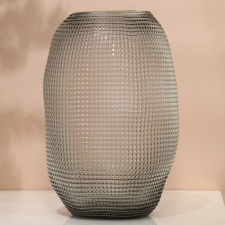 Crocus flower vase made of transparent black glass 30 x 20 x 20 cm-4