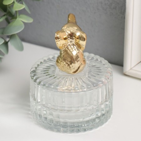 Casket Glass, ceramics "Golden Elephant" 7.8x7.8x9 cm-2