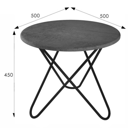 Commerce table Beautystyle 20, 500x500x450, Gray Concrete/Black-2