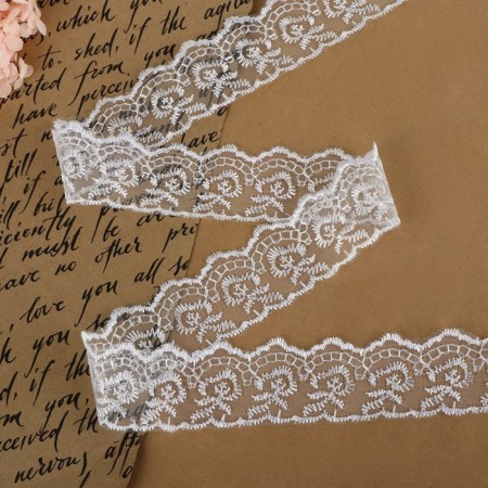 Organza lace, 40 mm × 9 ± 0.5 m, white color