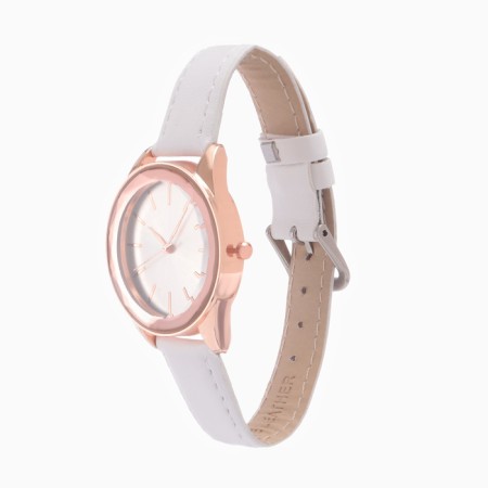 Women's watches of female “Piasterra”, dial d-3.3 cm, eco-leather strap, white-2