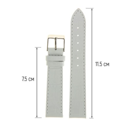 Watch strap, male, 18 mm, harness 75 mm, larynx 115 mm, genuine leather, white-1