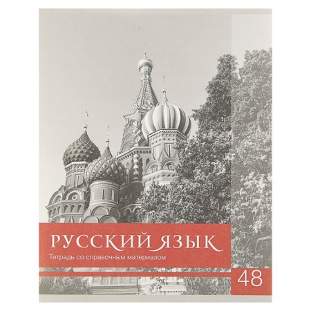 Subject Calligrata "Black-White", 48 sheets in the line Russian, with reference material, cover covered paper, block No. 2, whiteness 75% (gray sheets)