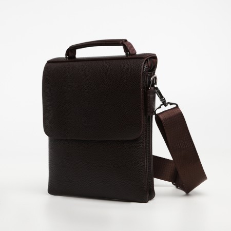 Male bag on the Textura valve, outer pocket, brown color-3
