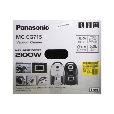Vacuum cleaner Panasonic MC-CG715W, bag, 2100/380 W, 6 l, cord 5 m, black and white-18