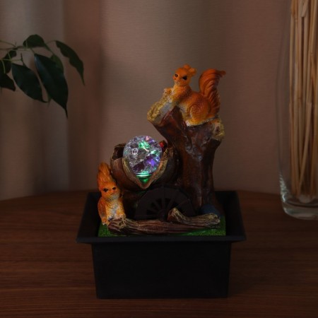 Fountain "Squirrels on logs" 22x16 cm (with backlight)-2
