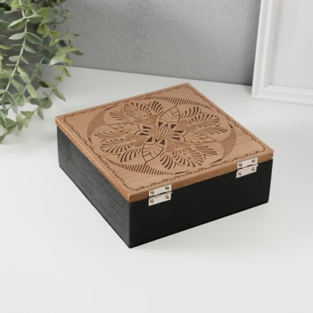Casket tree with divisions "Mandala. Relax and pleasure" 16.5x16.5x6.5 cm-3