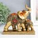 Souvenir Polystone "elephant with an elephant in the Popon with a strom" bronze 14x6.3x13.5 cm