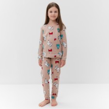 Pajamas for the girl, beige color, height 92-98 cm