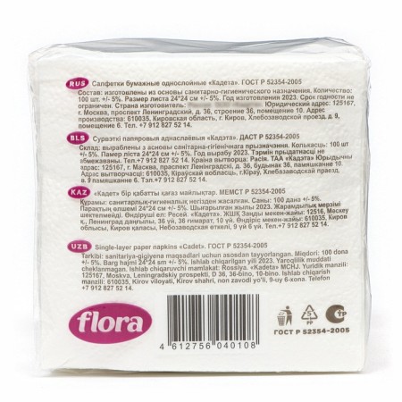 Paper napkins, 24x24 cm, 100 pcs, white-5
