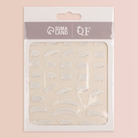 Nail stickers "smears", voluminous, white color-4