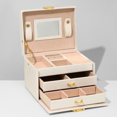Steam for jewelry "Casket" sliding with a mirror, 17.5 × 14 × 13.5, white color-1