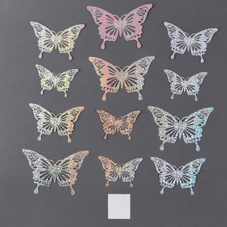 Set for decorating "Butterflies", set 12 pcs, color holography silver