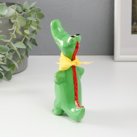 Souvenir Ceramics "Crocodile with a scarf" bright green 9.3x6x16.3 cm-2