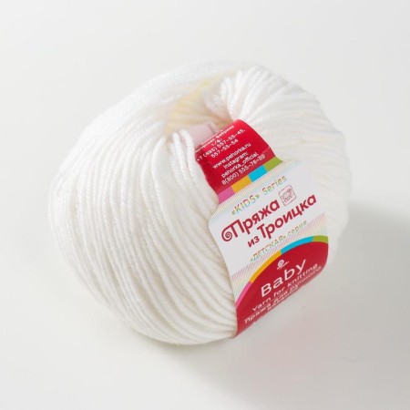 Yarn "baby" 20% wool, 80% acrylic 135m/50g (01 white)-1