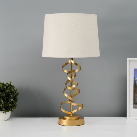 Board lamp with lampshade Risalux "Malawi", E27, 40 W, gold, figure base, 28 × 28 × 54 cm-2