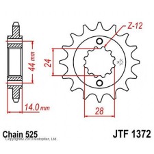 Front star, host JTF1372, steel, chain 525, 17 teeth