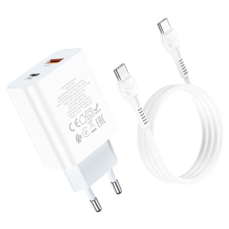 Network charger Hoco C97A, USB, Type-C, 20 W, Type-C-Type-C, 1 m, white-4
