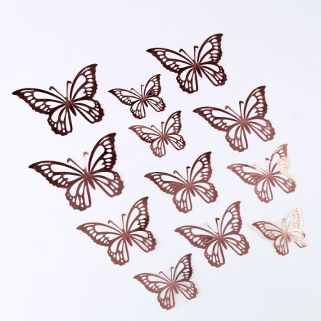 Set for decorating "butterflies", set 12 pcs, color pink gold-1